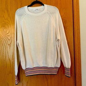 The GREAT sweater. Size 3. Cream colored crewneck with multi colored accents.